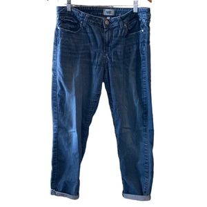 PAIGE Kylie Crop Denim Jeans Medium Blue Wash Five Pocket Slight Stretch Size 31